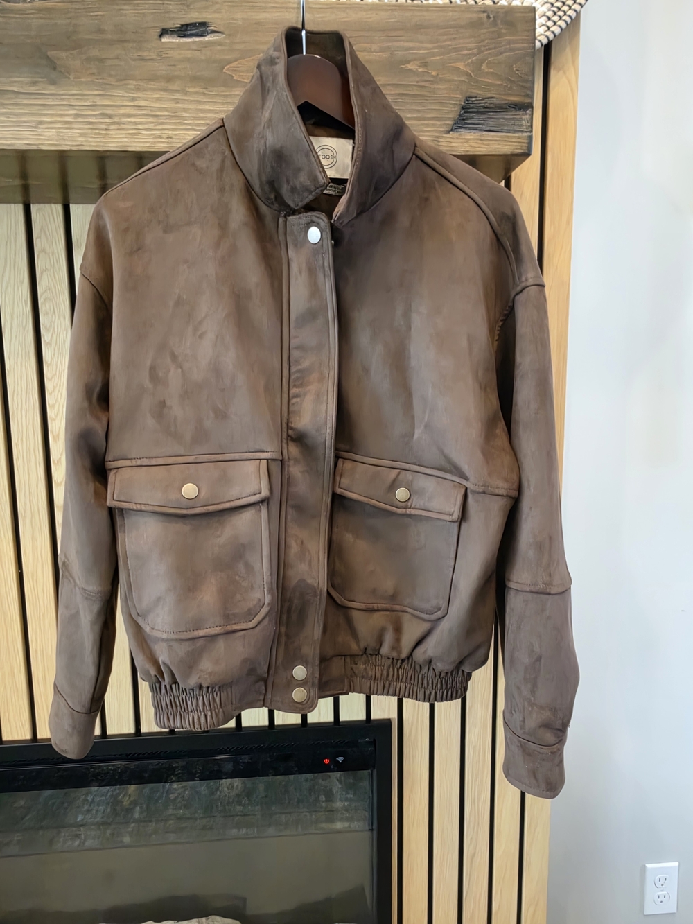 Stoosh Women's Brown Faux Suede Bomber Jacket
